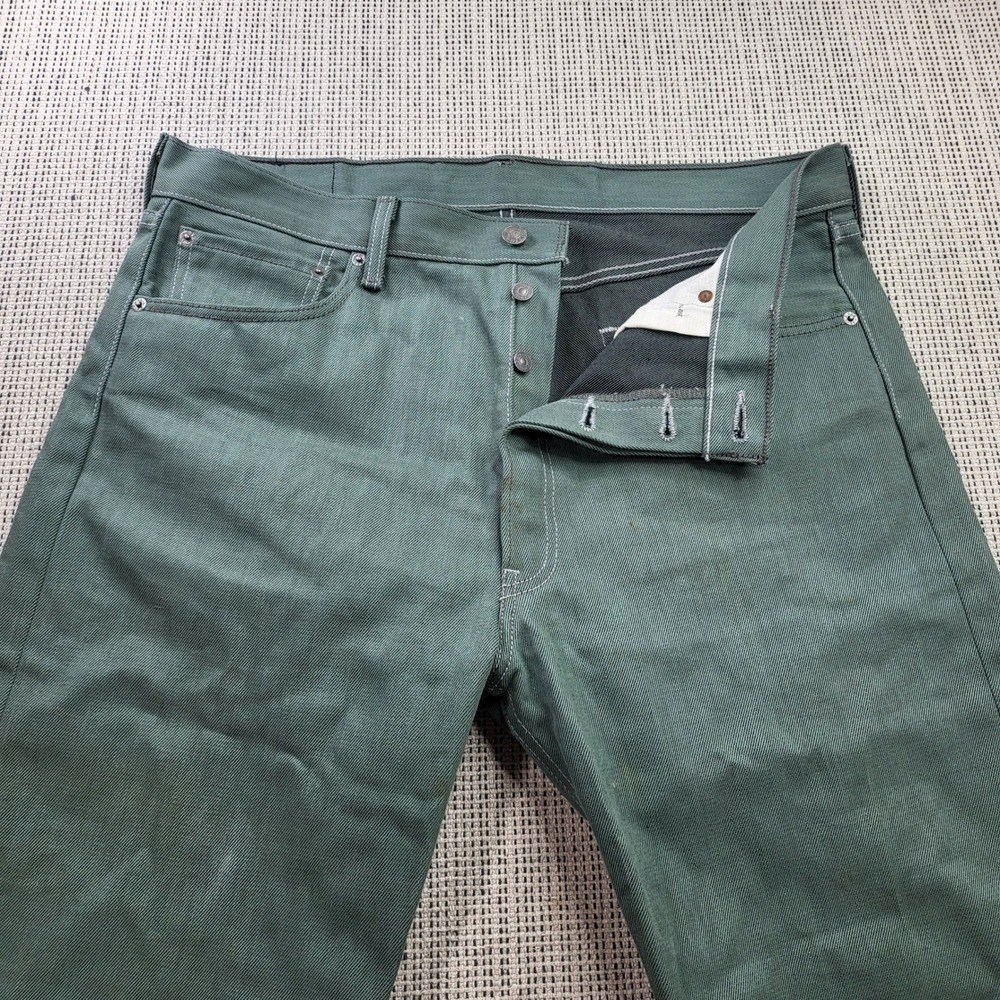 Levi's Jeans Mens 36x34 Green 501 Original Fit Button Fly Straight Leg Denim